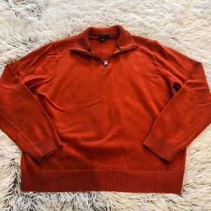 J Crew Orange Quarter Zip Pullover Sweater Large